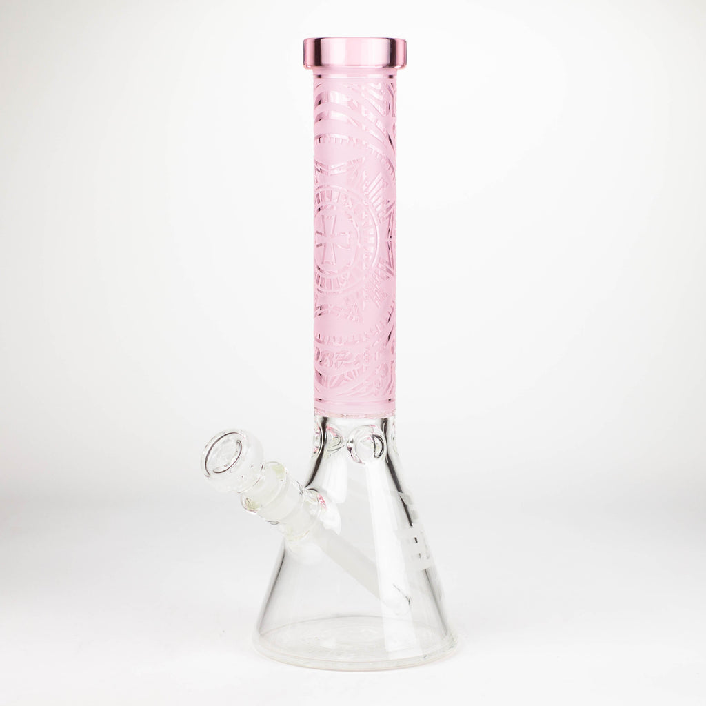 COBRA | 14" sandblasted geometric graphic 7 mm glass bong [YY03]