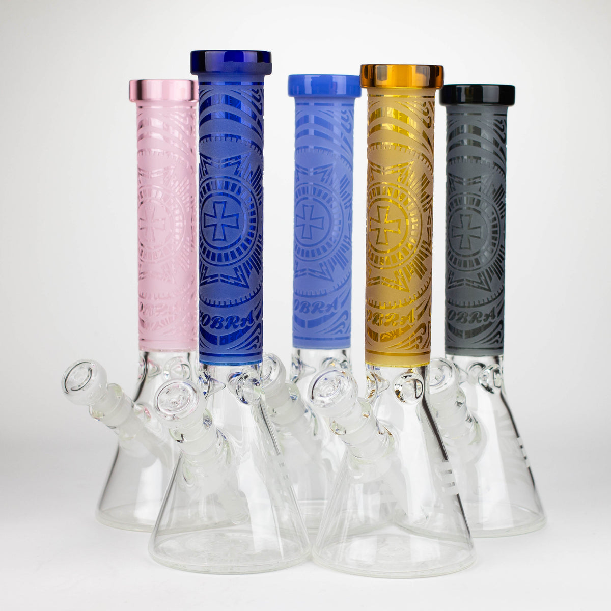 COBRA | 14" sandblasted geometric graphic 7 mm glass bong [YY03] Main image