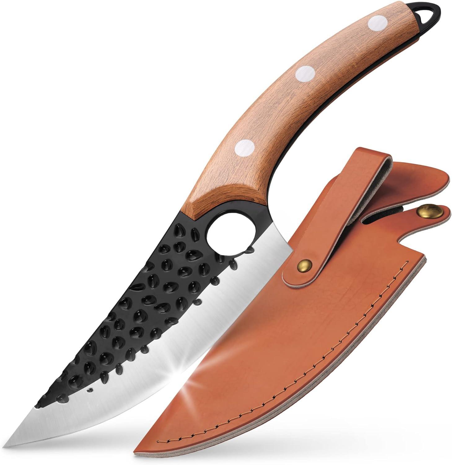 Boning Knife 110% Hand Forged Butcher Knife Camping Knife, Cleaver for Easy Cutting, Chopping, Deboning, fileting, BBQ – Outdoor and Kitchen Meat Cutting Knife Main image