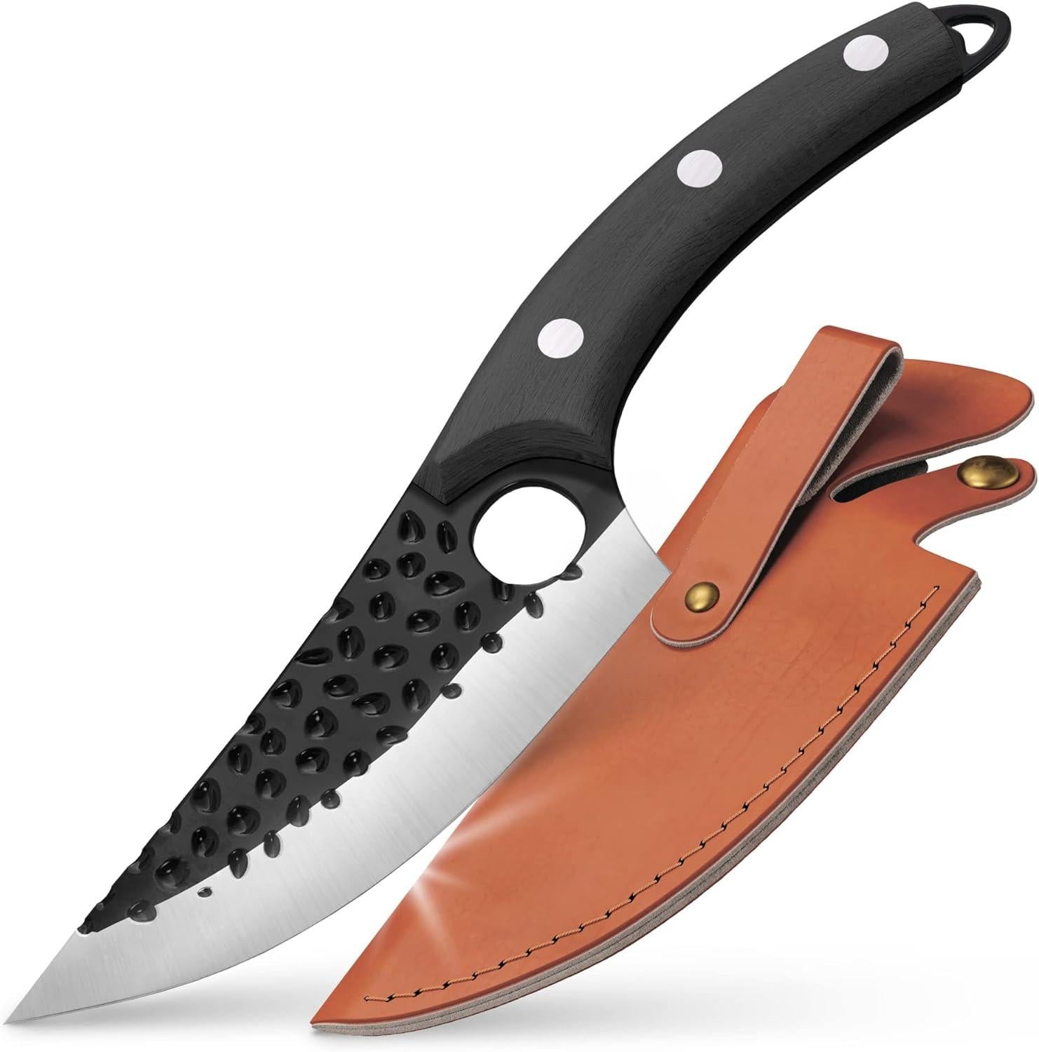 Boning Knife 110% Hand Forged Butcher Knife Camping Knife, Cleaver for Easy Cutting, Chopping, Deboning, fileting, BBQ – Outdoor and Kitchen Meat Cutting Knife Secondary image