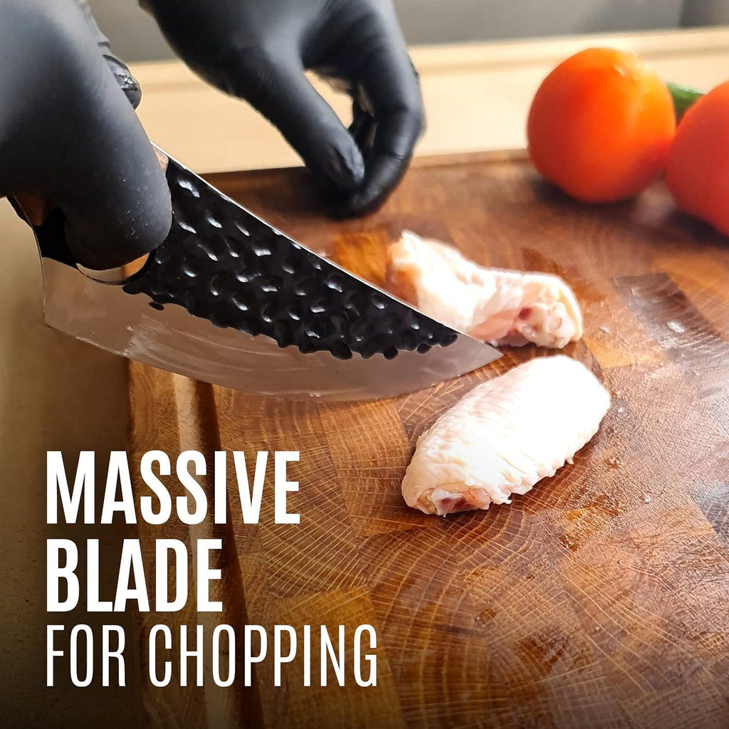 Boning Knife 110% Hand Forged Butcher Knife Camping Knife, Cleaver for Easy Cutting, Chopping, Deboning, fileting, BBQ – Outdoor and Kitchen Meat Cutting Knife