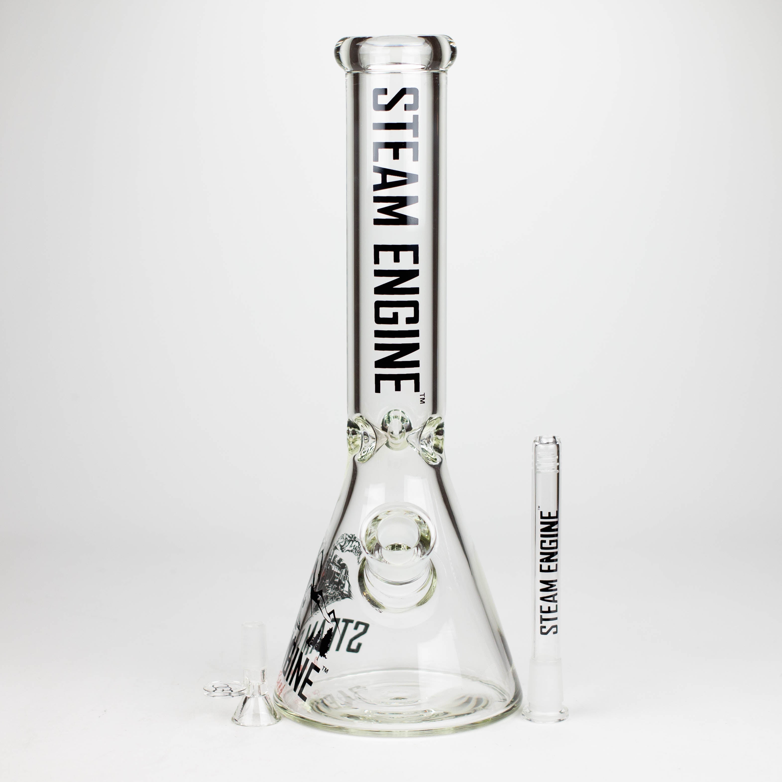Steam Engine™ | 14 Inch 7mm glass bong with stickers by golden crown Secondary image