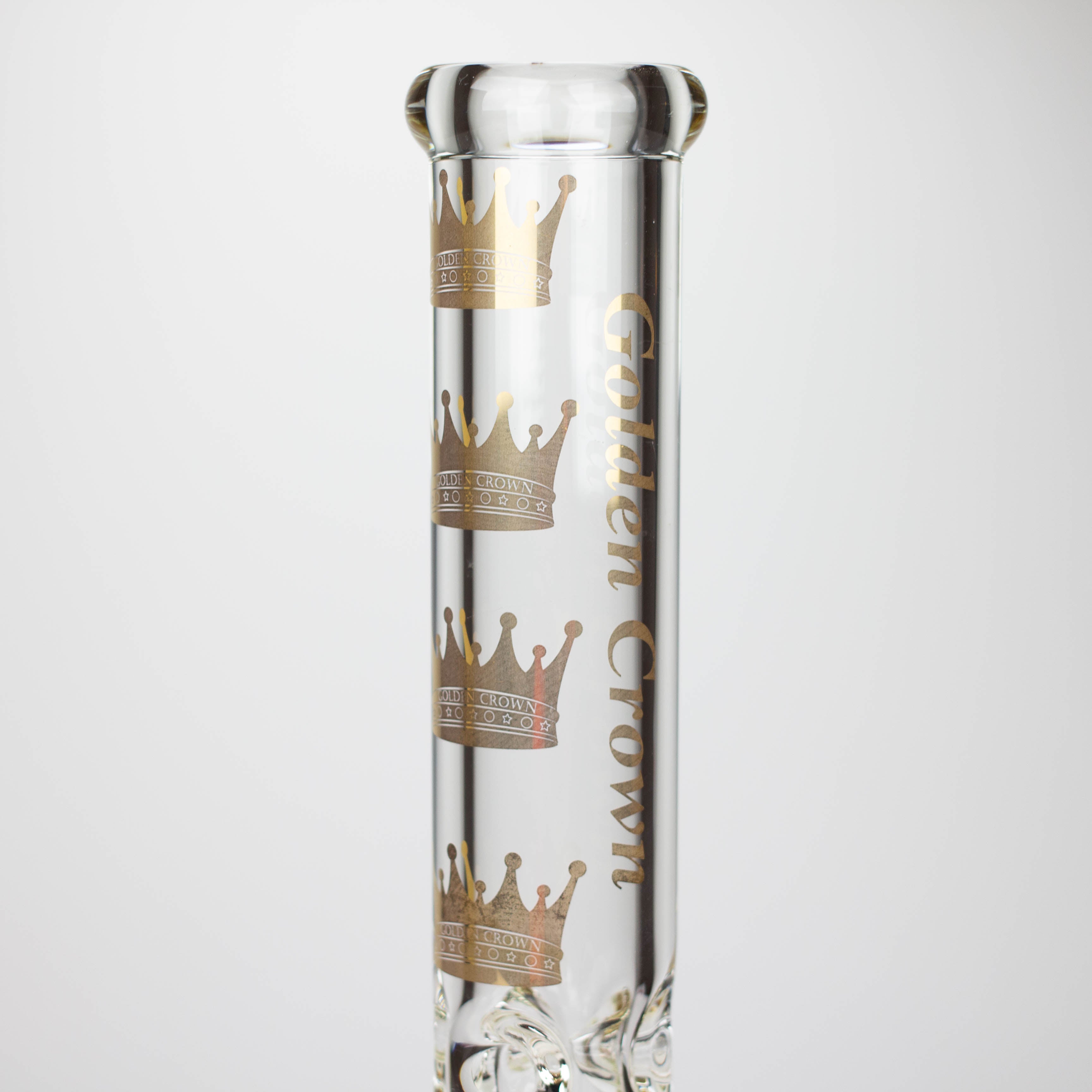 Golden Crown™ | 14 Inch 9mm glass bong with Signature and 24K Gold Emblem