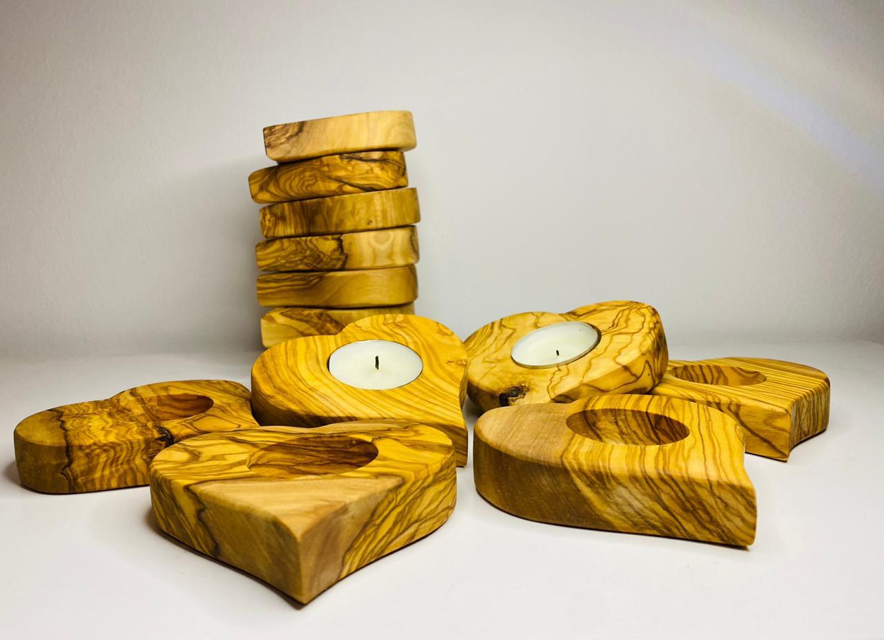 VOW | Olive wood Heart Candle Holder Secondary image