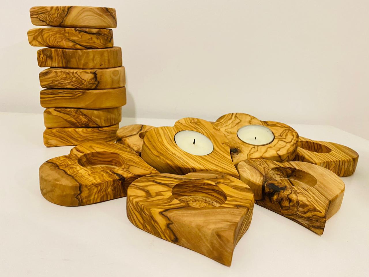 VOW | Olive wood Heart Candle Holder Main image