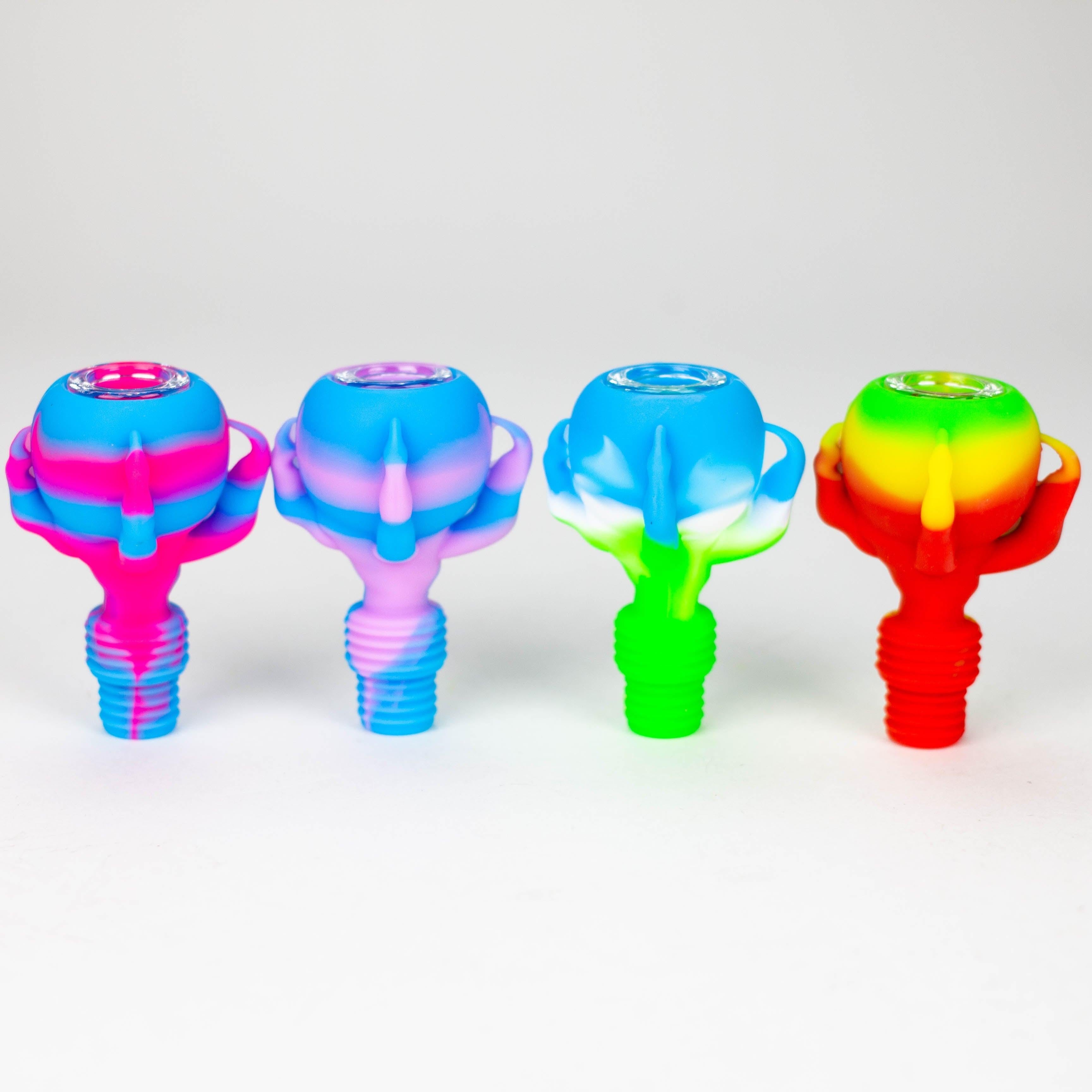 2-in-1 Silicone Claw bowl with multi-hole glass bowl-Color Assorted Main image