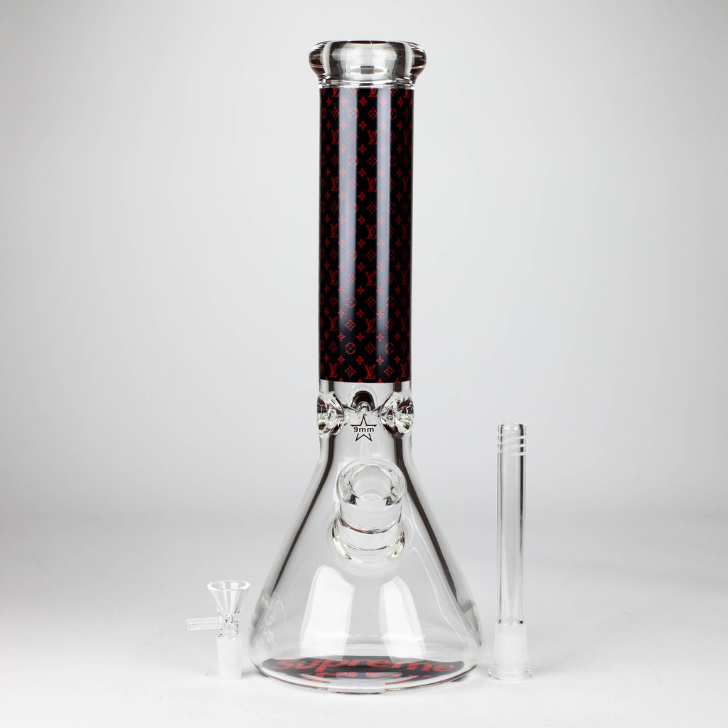 14" Luxury Pattern 9mm glass bong [PIP871]