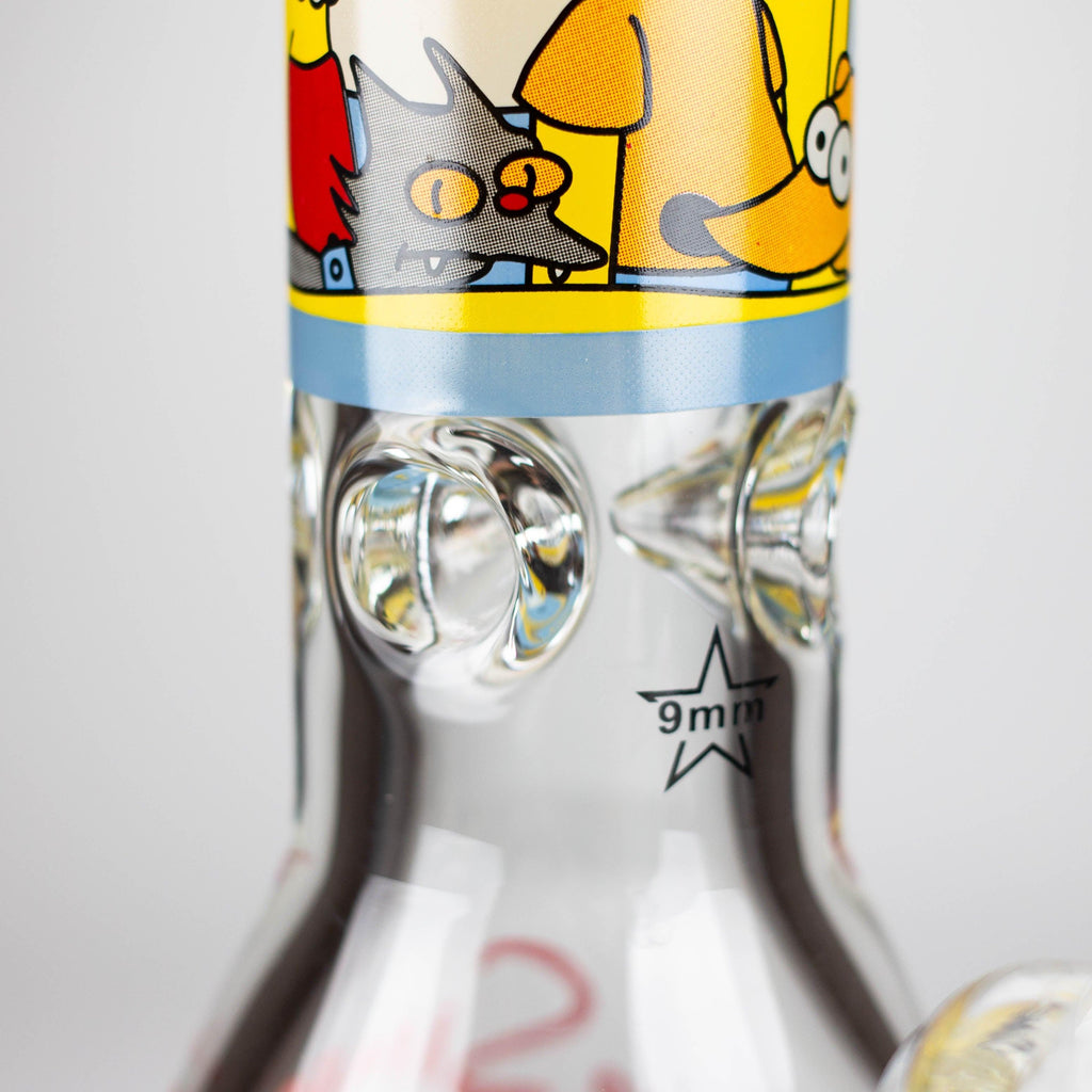 14" Yellow Family Cartoon 9 mm glass bongs [PIP789]