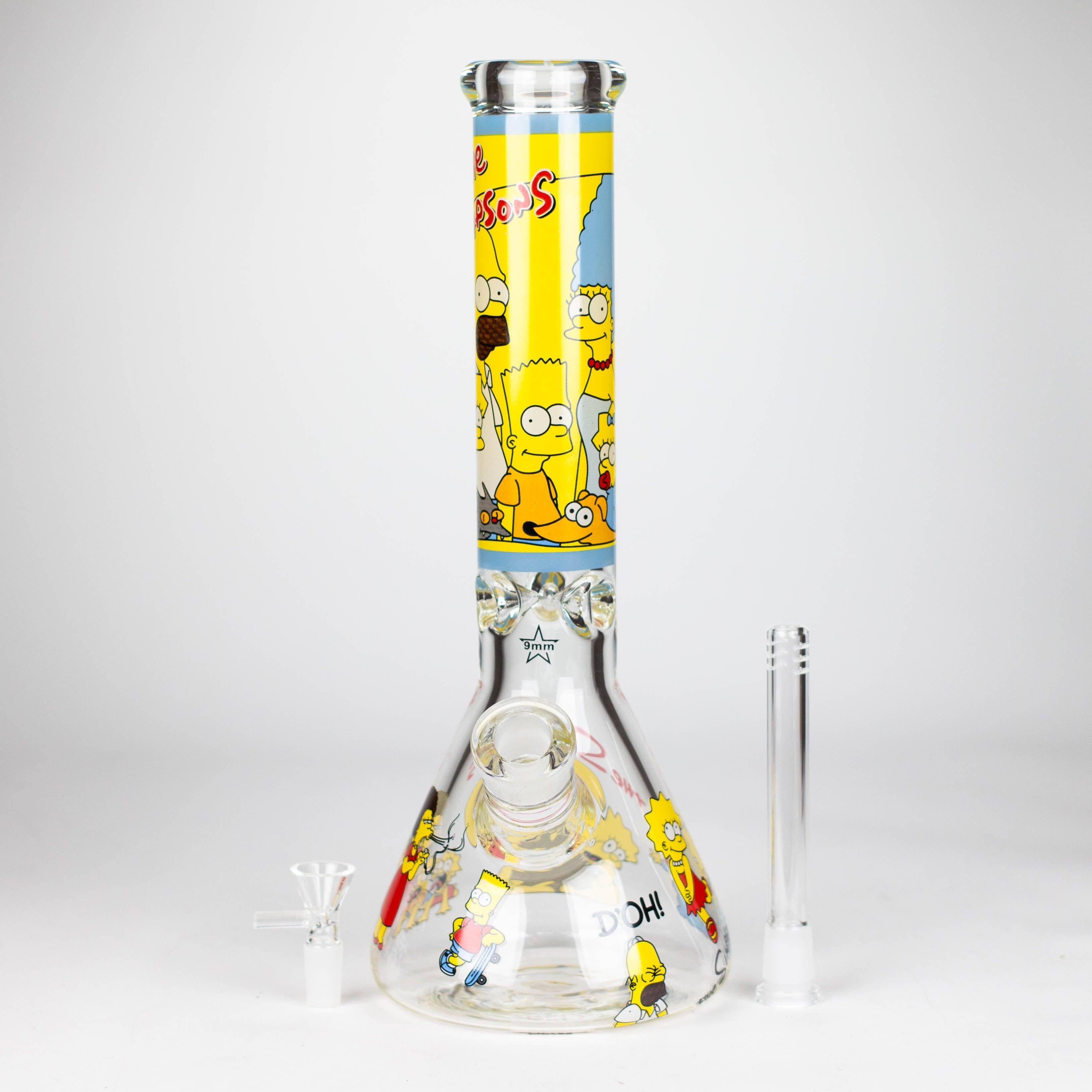 14" Yellow Family Cartoon 9 mm glass bongs [PIP789]