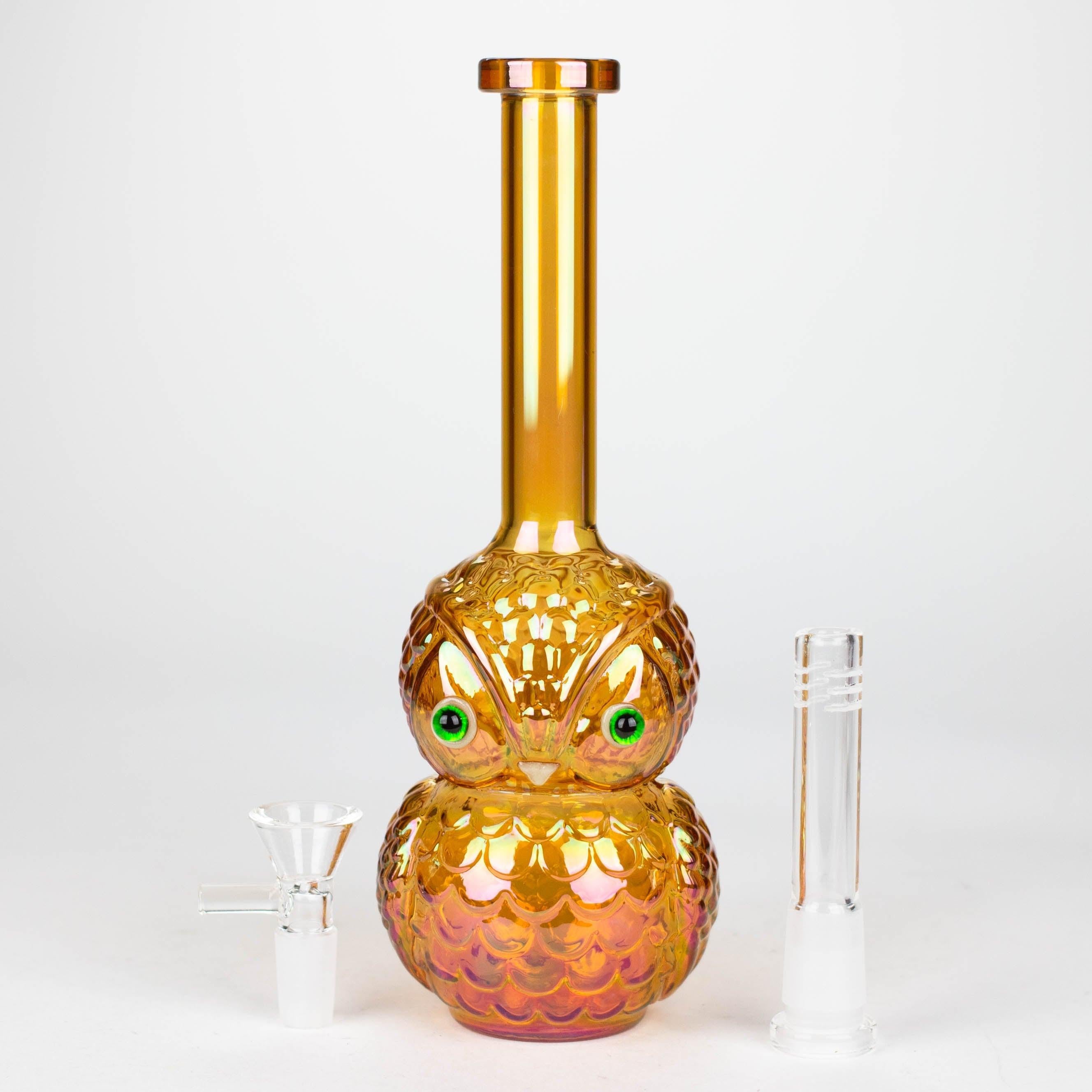 9" Owl Electroplate Glass Bong