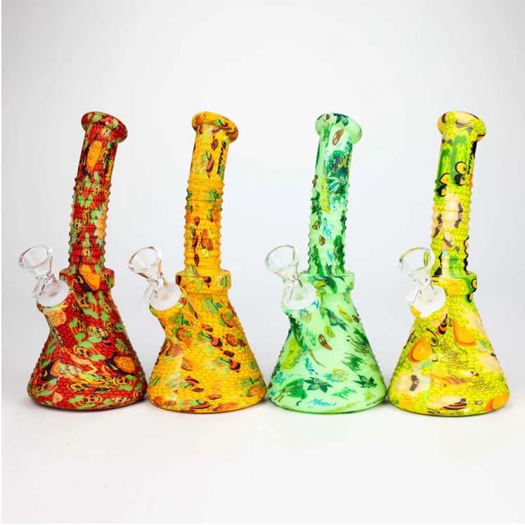 Fortune | 8.5" Angled Hydrographic Silicone Waterpipe-Assorted [SP1019P] Main image