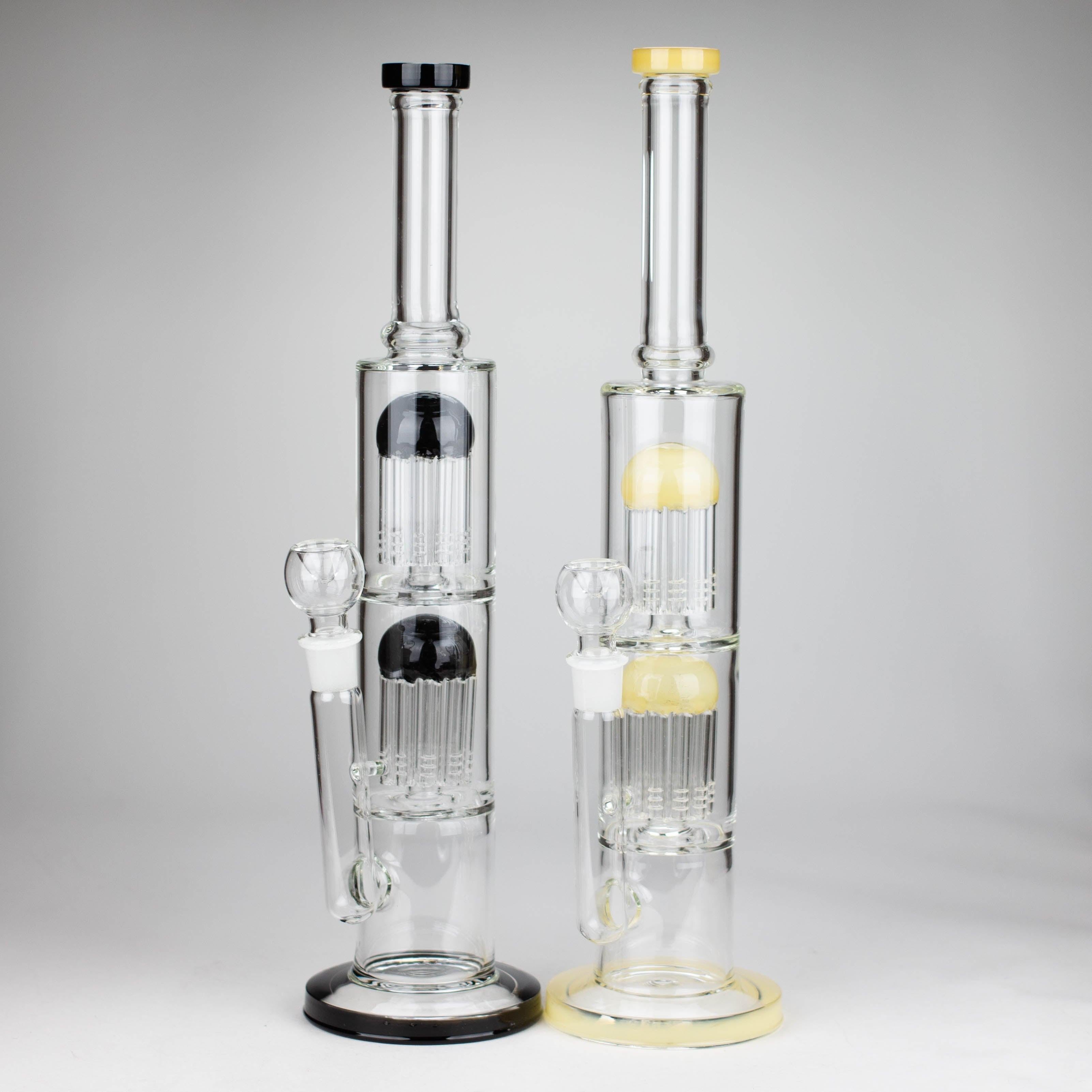 16" Color accented double percolator glass bong Main image