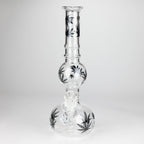 11" Round Shape Glass Bong With Leaf Design