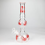 11" Round Shape Glass Bong With Leaf Design