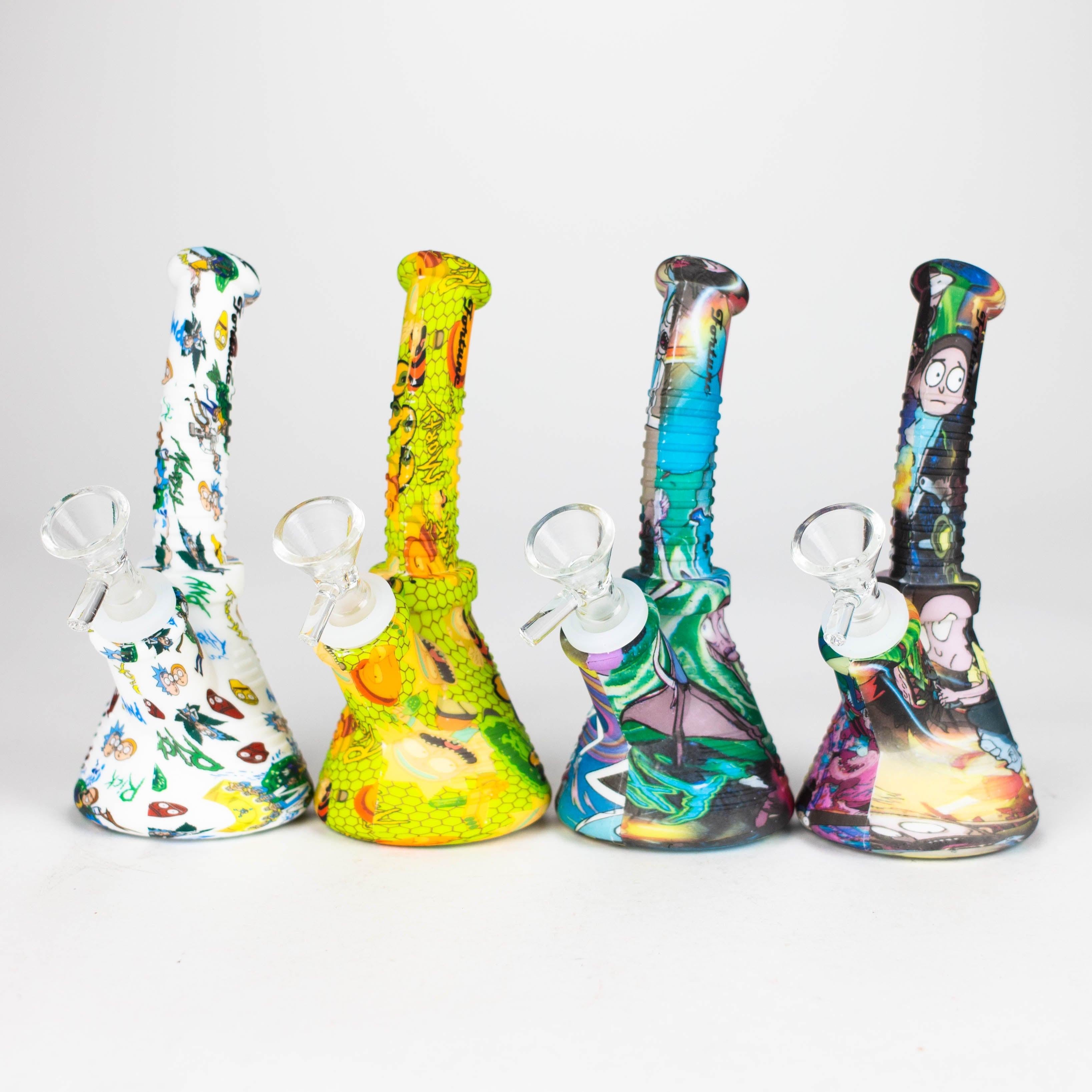 Fortune | 6.5" Angled Hydrographic Silicone Waterpipe-Assorted [SP1018P] Main image