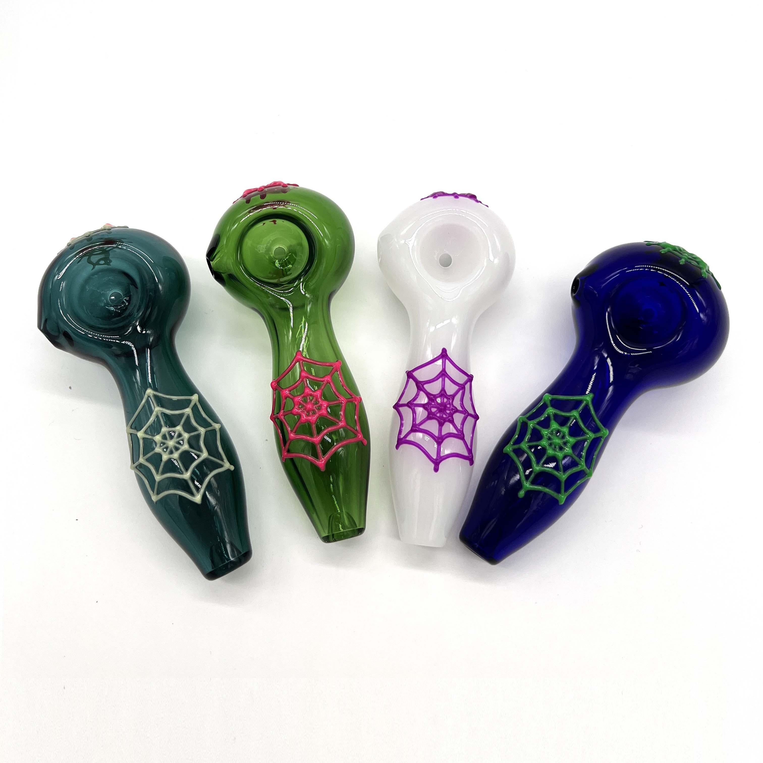 Spider Glow In The Dark Glass Smoking Spoon Hand Pipe Main image
