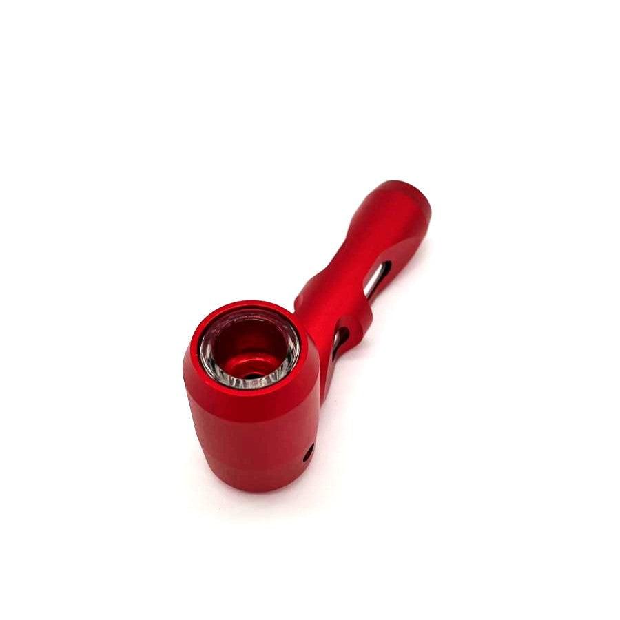 Metal hand pipe with glass bowl and tube