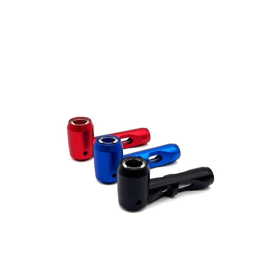 Metal hand pipe with glass bowl and tube