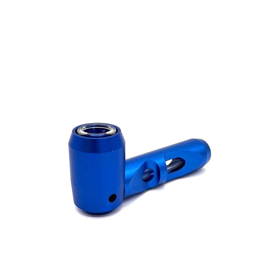 Metal hand pipe with glass bowl and tube