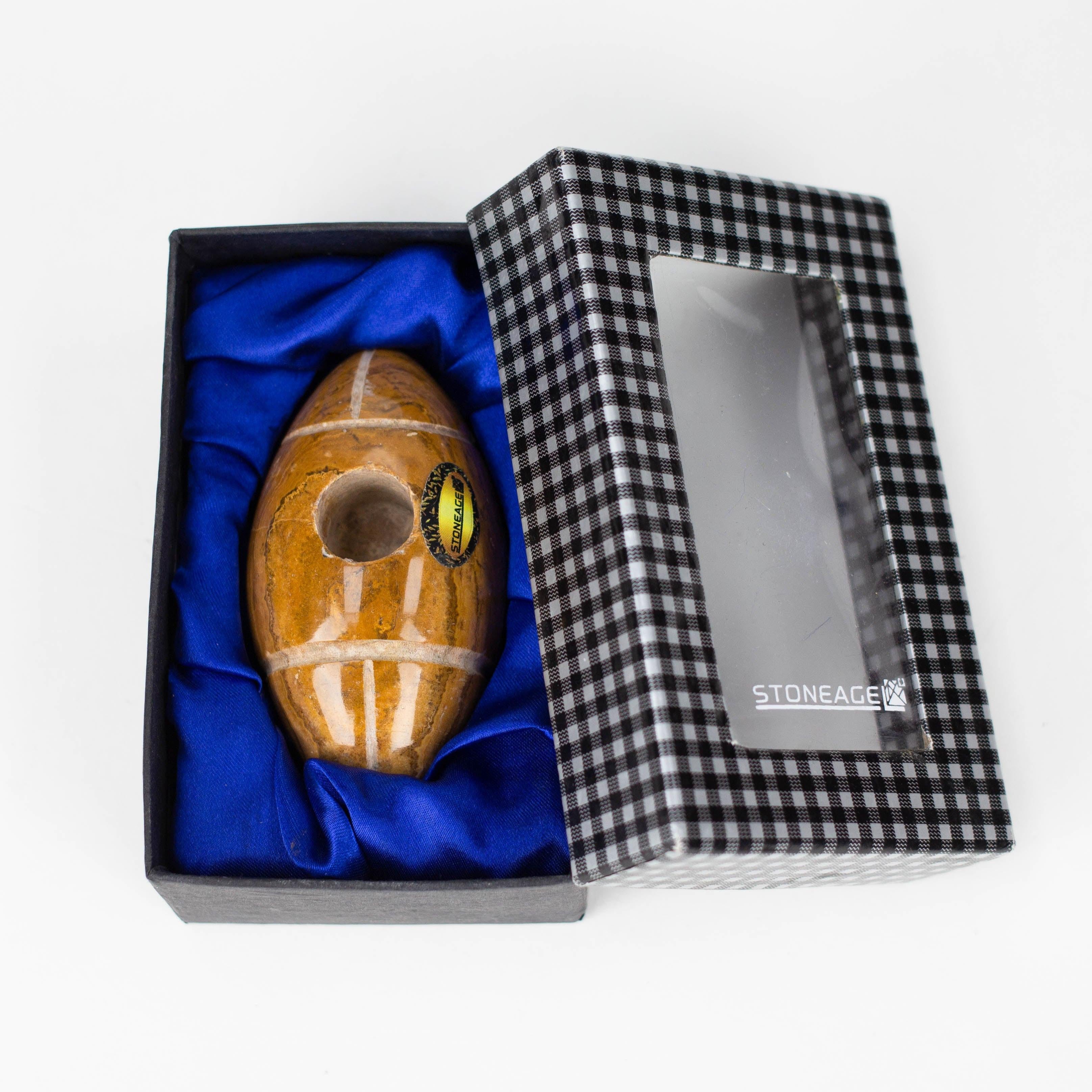 StoneAge | 4" Handmade Tobacco Smoking Pipe – Model: Football, Includes Gift Box Main image