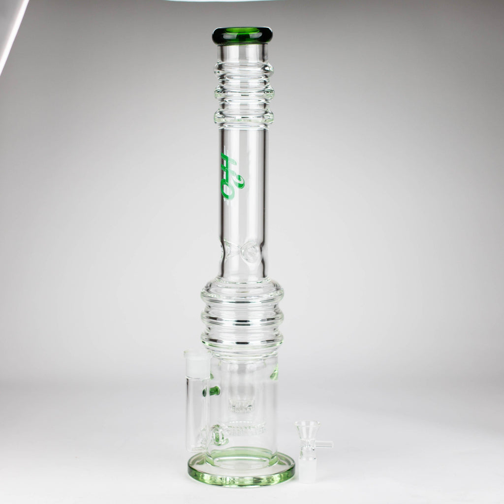 H2O | 18" 7mm glass bong with double layer honeycomb [H2O-5015]