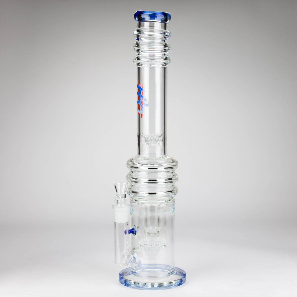 H2O | 18" 7mm glass bong with double layer honeycomb [H2O-5015]