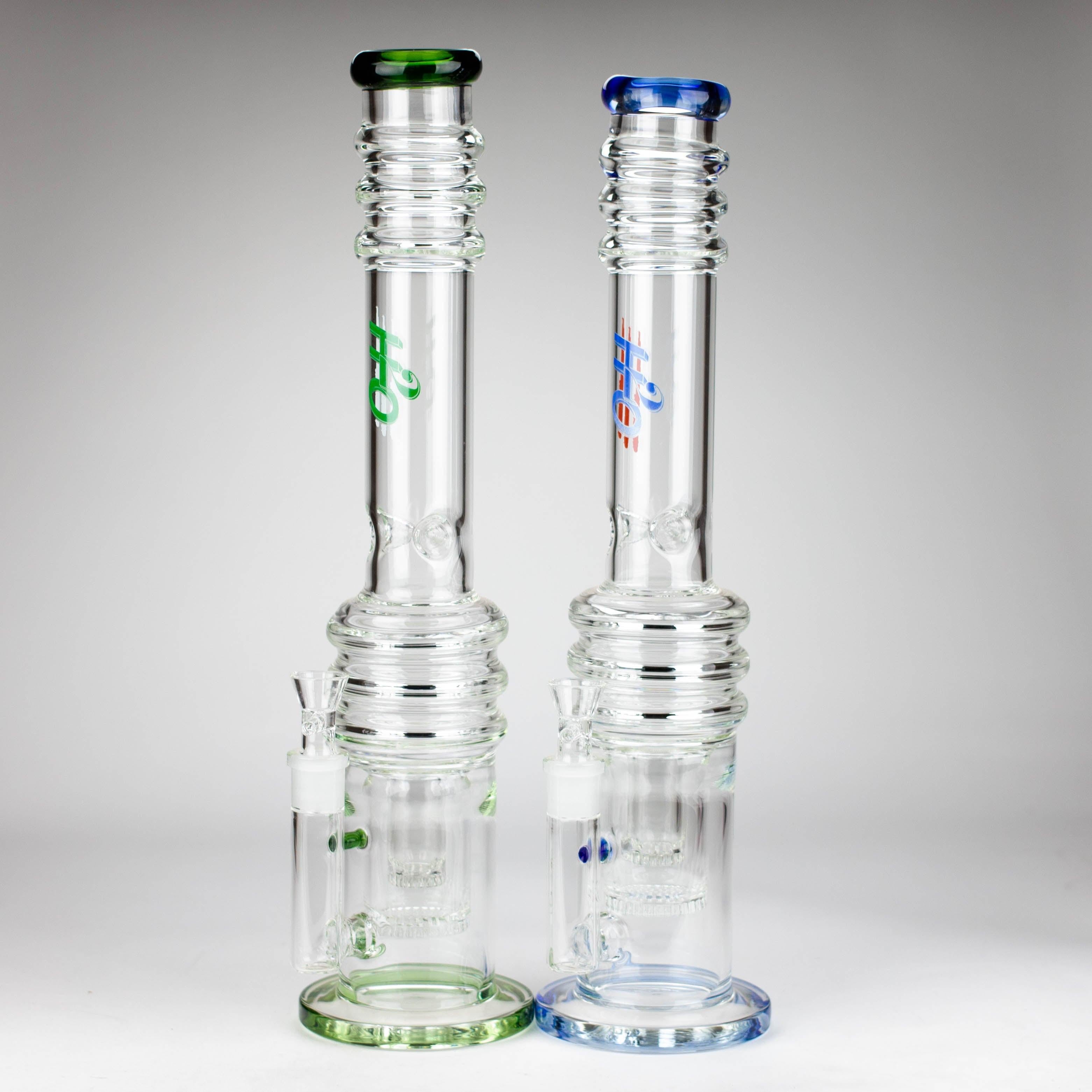 H2O | 18" 7mm glass bong with double layer honeycomb [H2O-5015] Main image