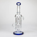 11″ Straight Tube Glass Recycler Bong With Color Base [C1556]