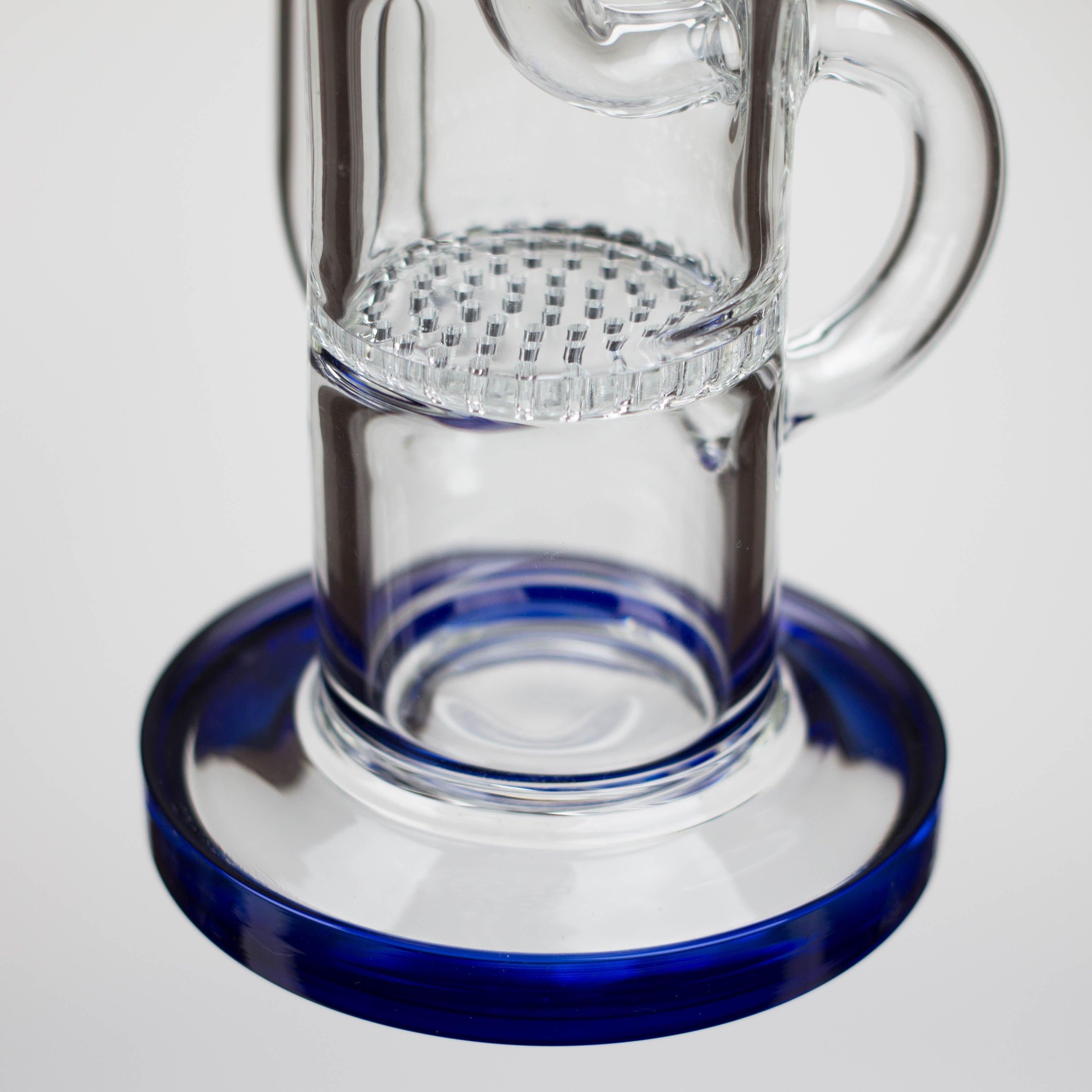11″ Straight Tube Glass Recycler Bong With Color Base [C1556] Secondary image