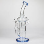 11″ Straight Tube Glass Recycler Bong With Color Base [C1556]
