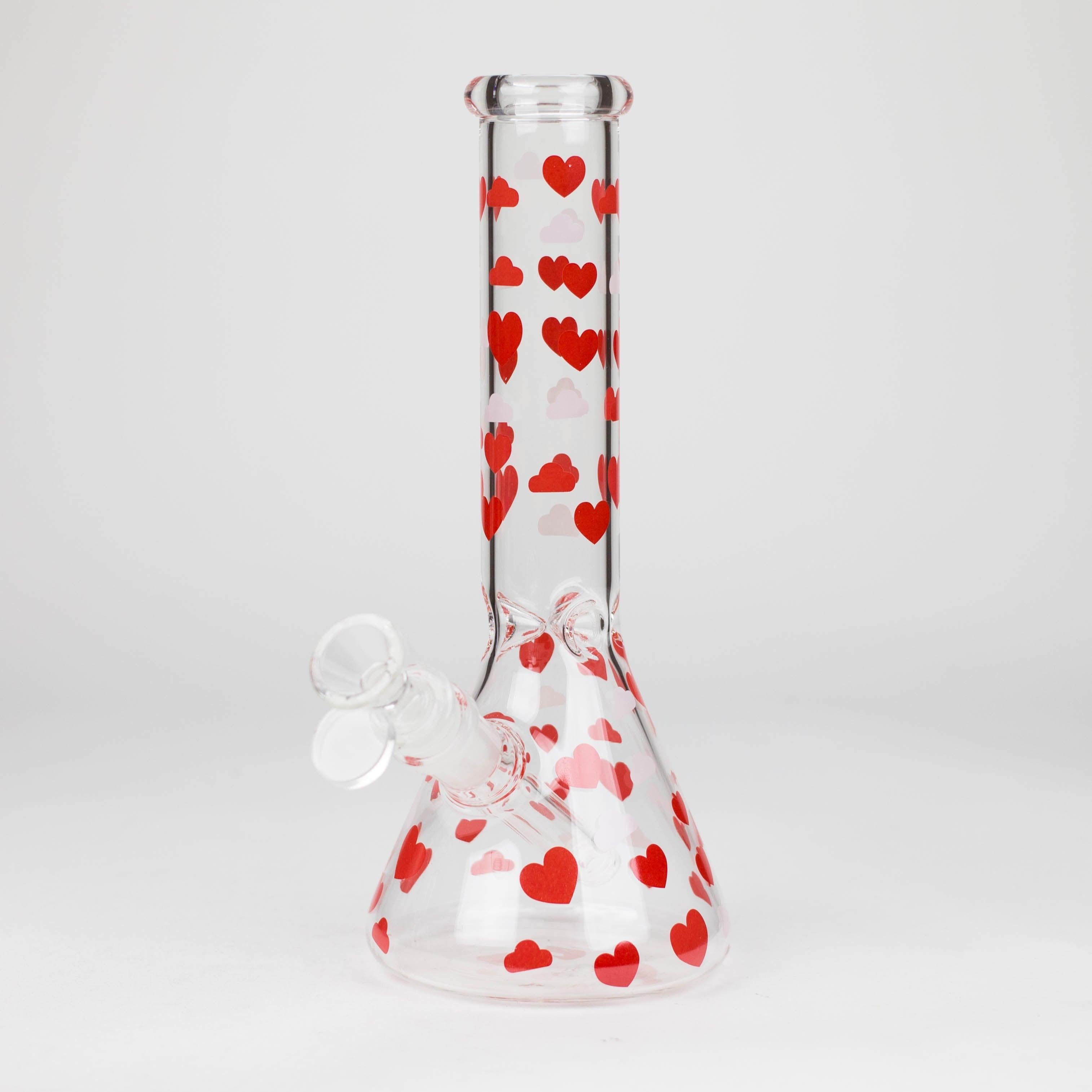 10" Glass Bong With Happy Valentine's Day Design Main image