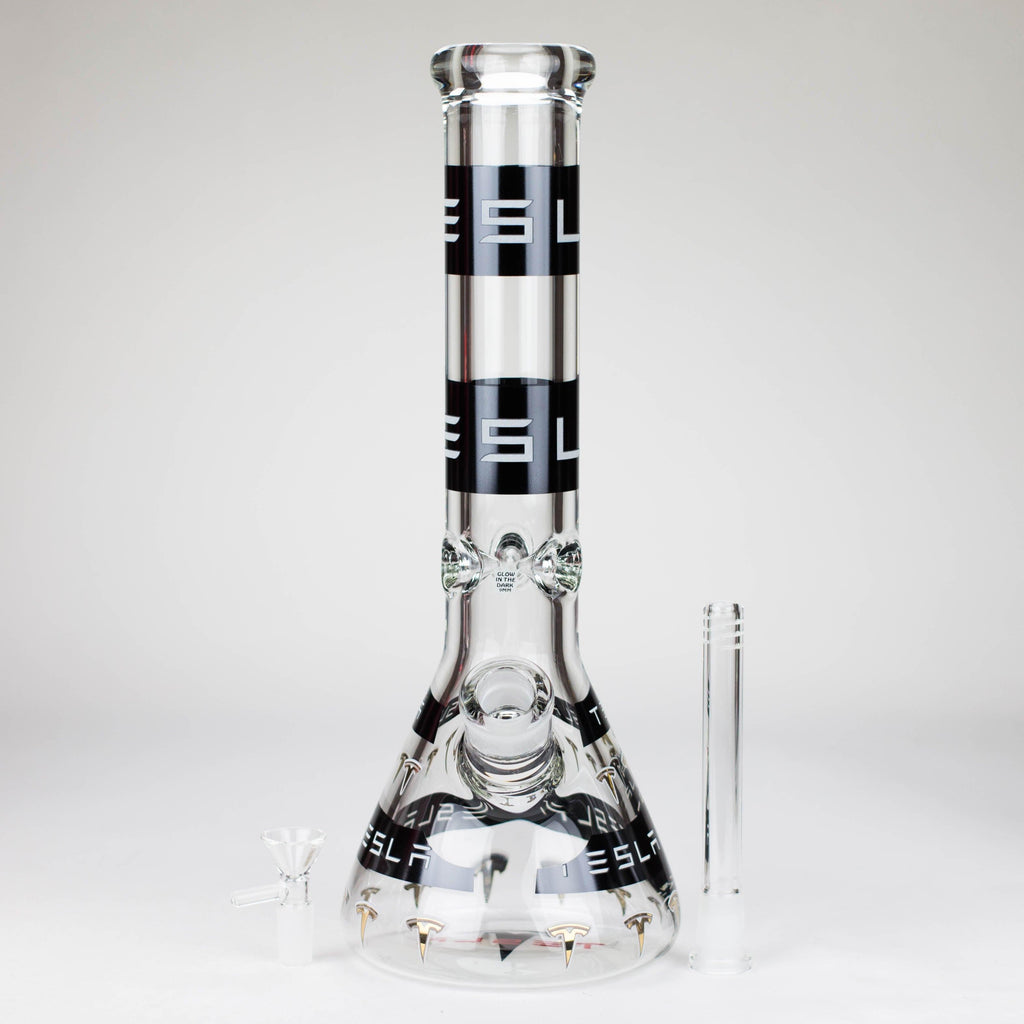 TSLA Glow in the Dark 14" 9 mm glass bong [PIP866]