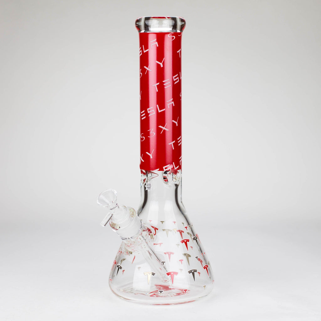TSLA Glow in the Dark 14" 9 mm glass bong [PIP866]