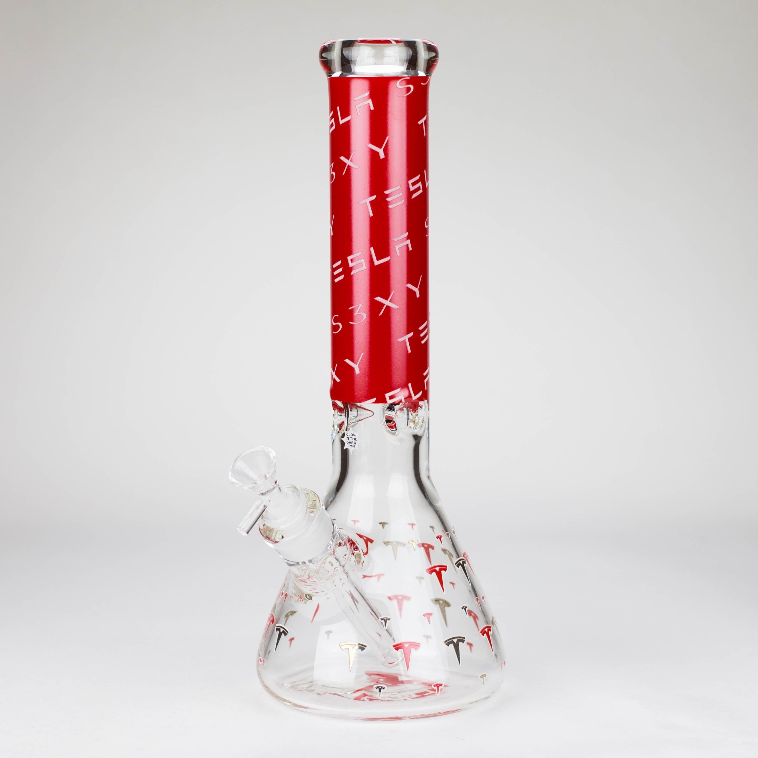TSLA Glow in the Dark 14" 9 mm glass bong [PIP866]