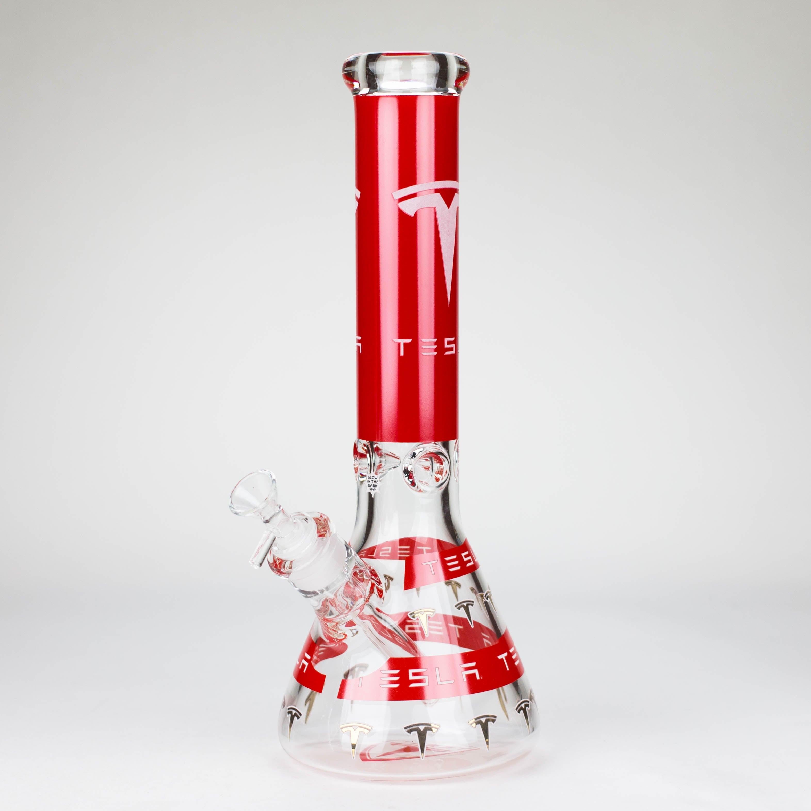 TSLA Glow in the Dark 14" 9 mm glass bong [PIP866]
