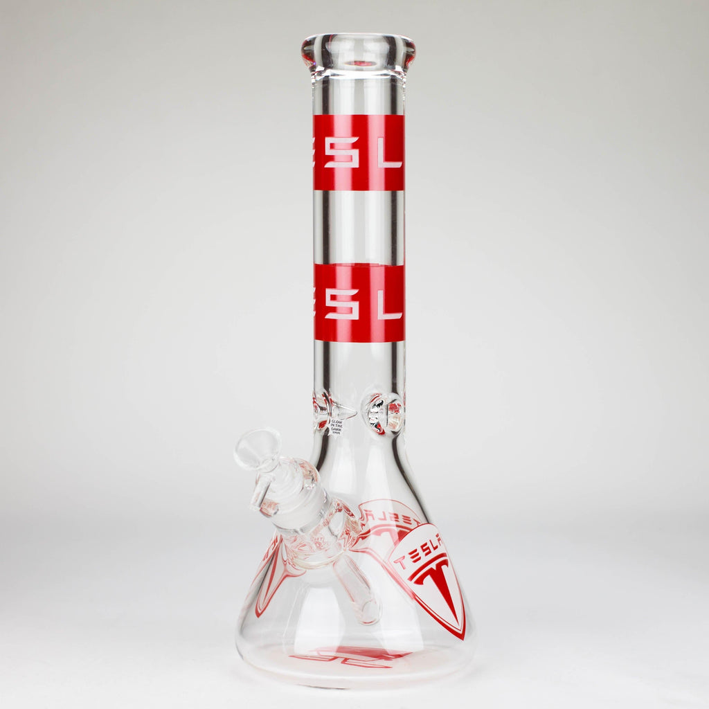 TSLA Glow in the Dark 14" 9 mm glass bong [PIP866]