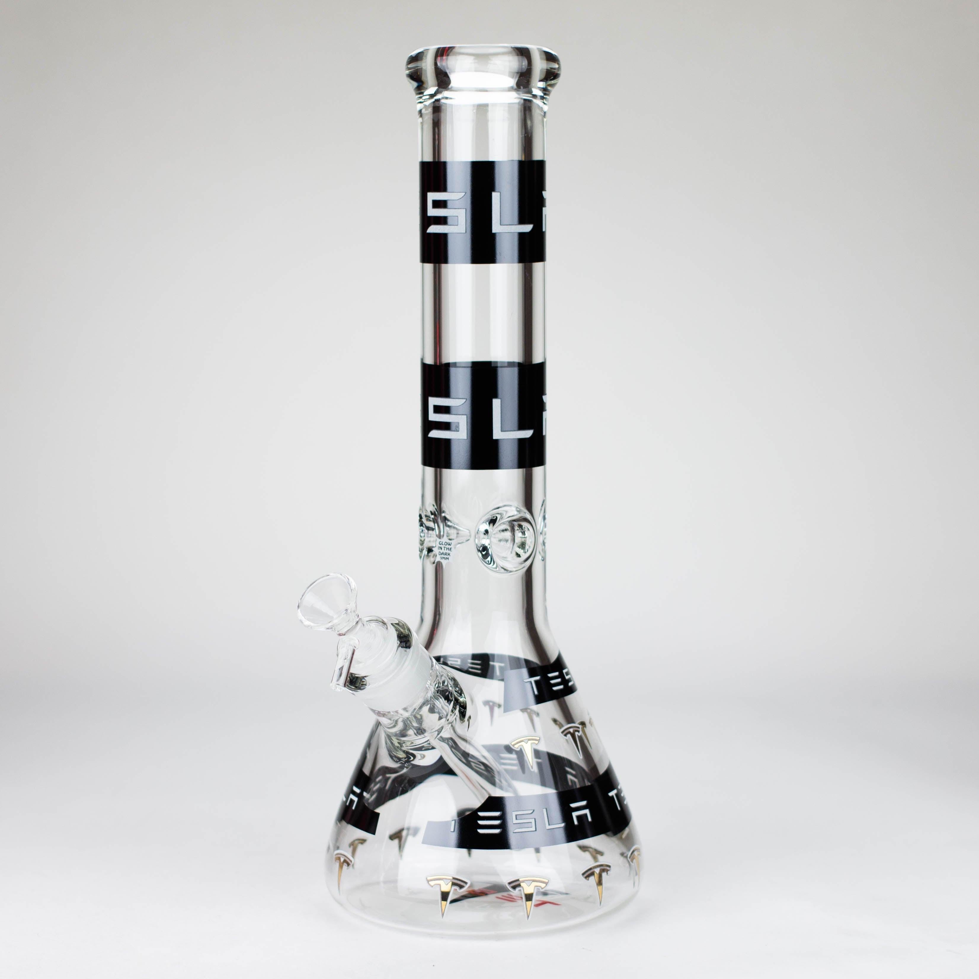 TSLA Glow in the Dark 14" 9 mm glass bong [PIP866]