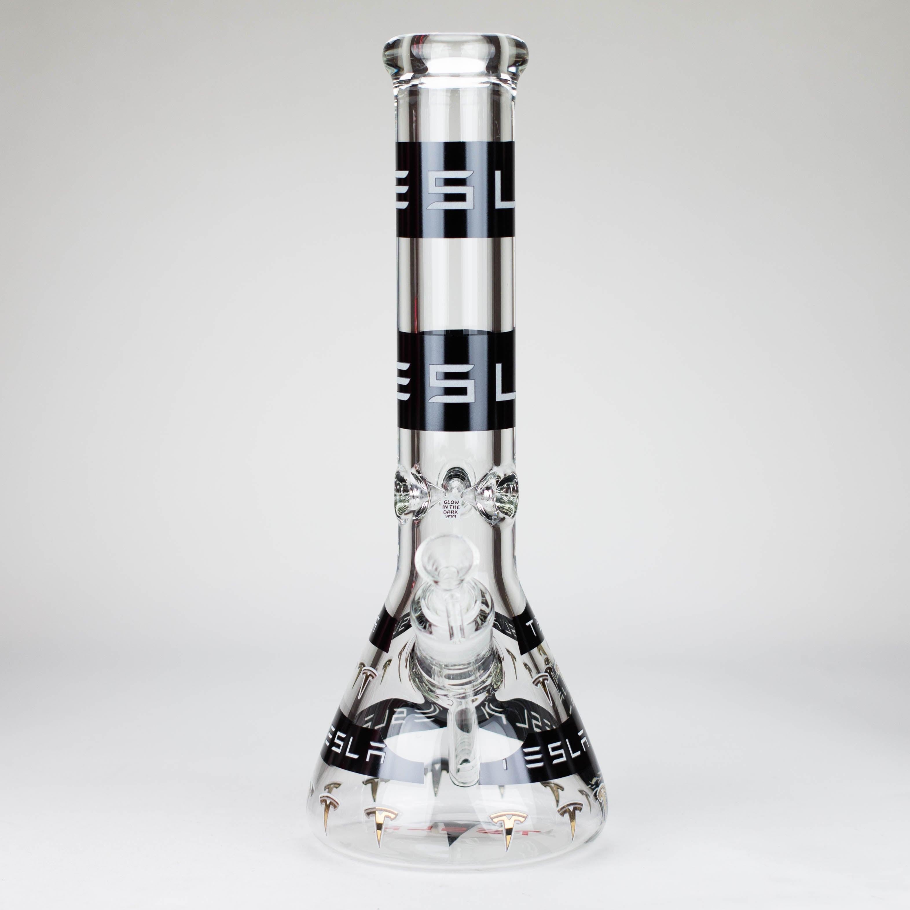 TSLA Glow in the Dark 14" 9 mm glass bong [PIP866] Secondary image