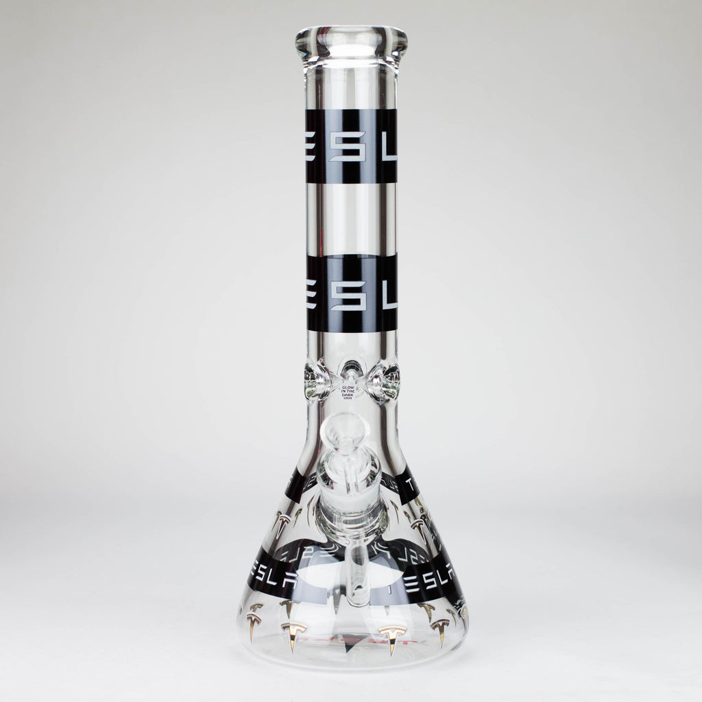 TSLA Glow in the Dark 14" 9 mm glass bong [PIP866]