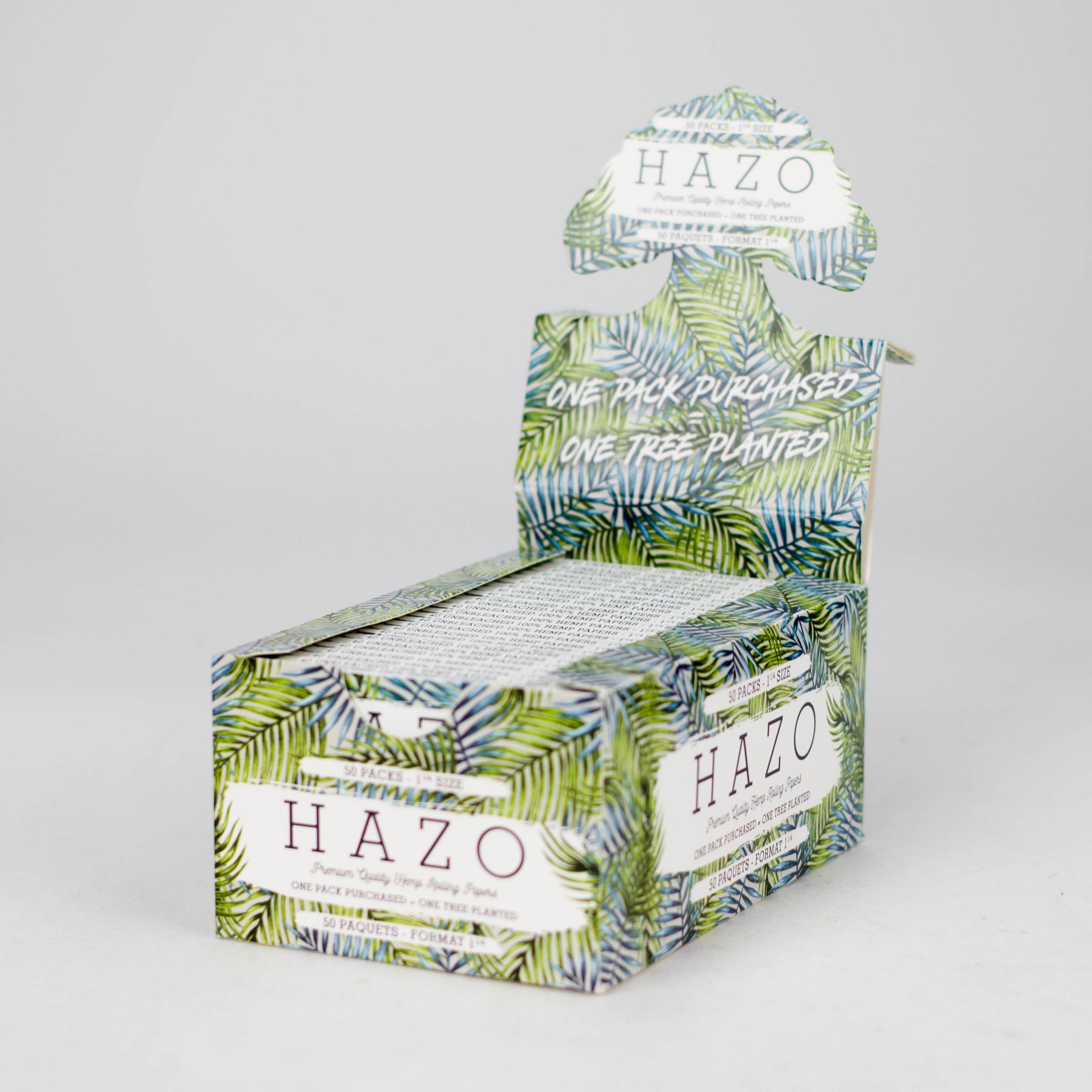 HAZO Hemp Rolling Papers | 1 1/4" - Full Display of 50x Booklets | Plants 50 Trees! Main image