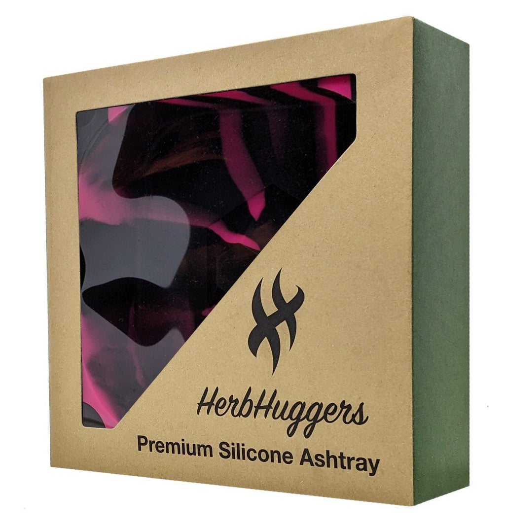 Herbhuggers | Premium Silicone Ashtray Featuring Center Tap Ash and Glassware Clearer with Accessory Organizing Slot Holders