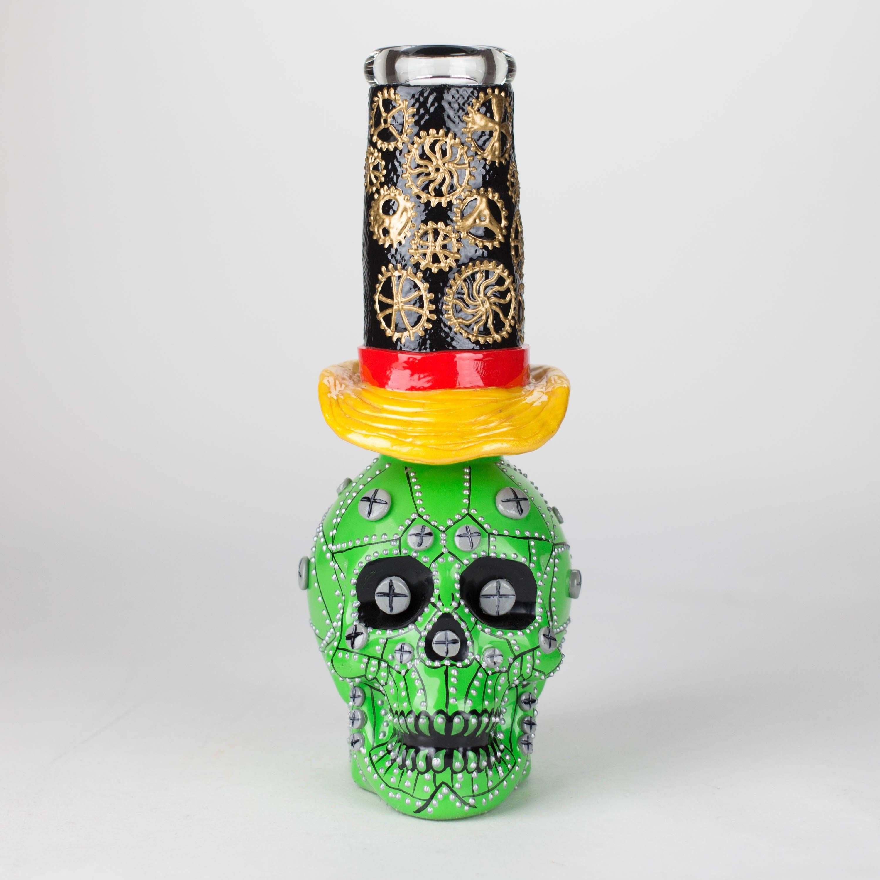 9" Wizard-Themed Sugar Skull Glass Bong [SK05]
