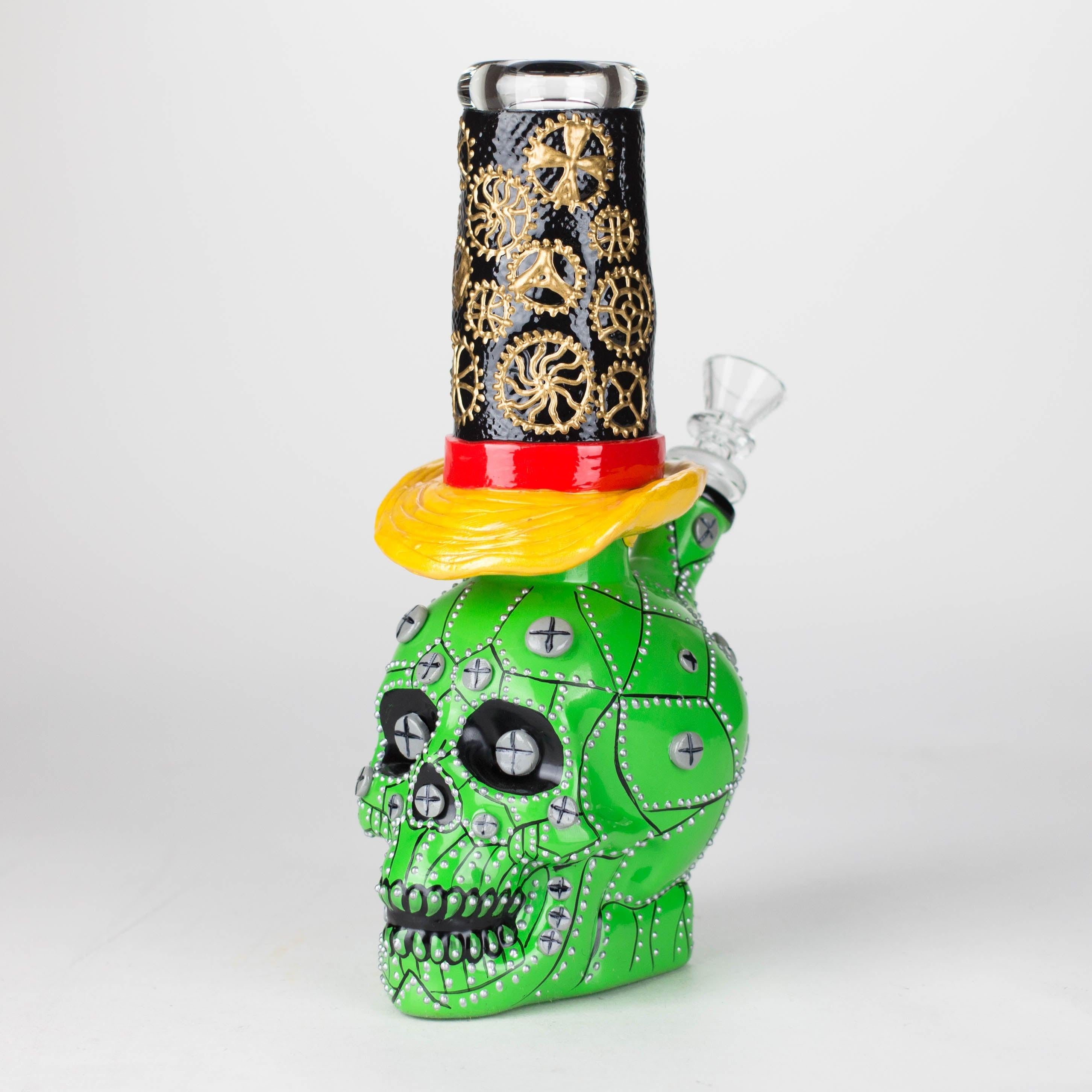 9" Wizard-Themed Sugar Skull Glass Bong [SK05] Main image