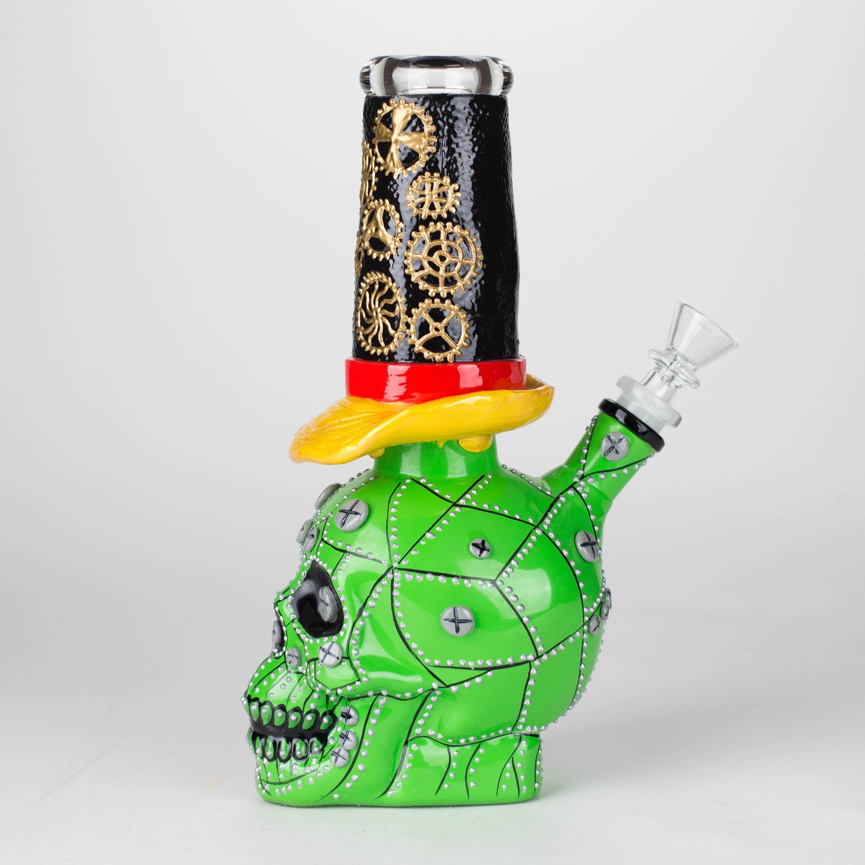 9" Wizard-Themed Sugar Skull Glass Bong [SK05] Secondary image