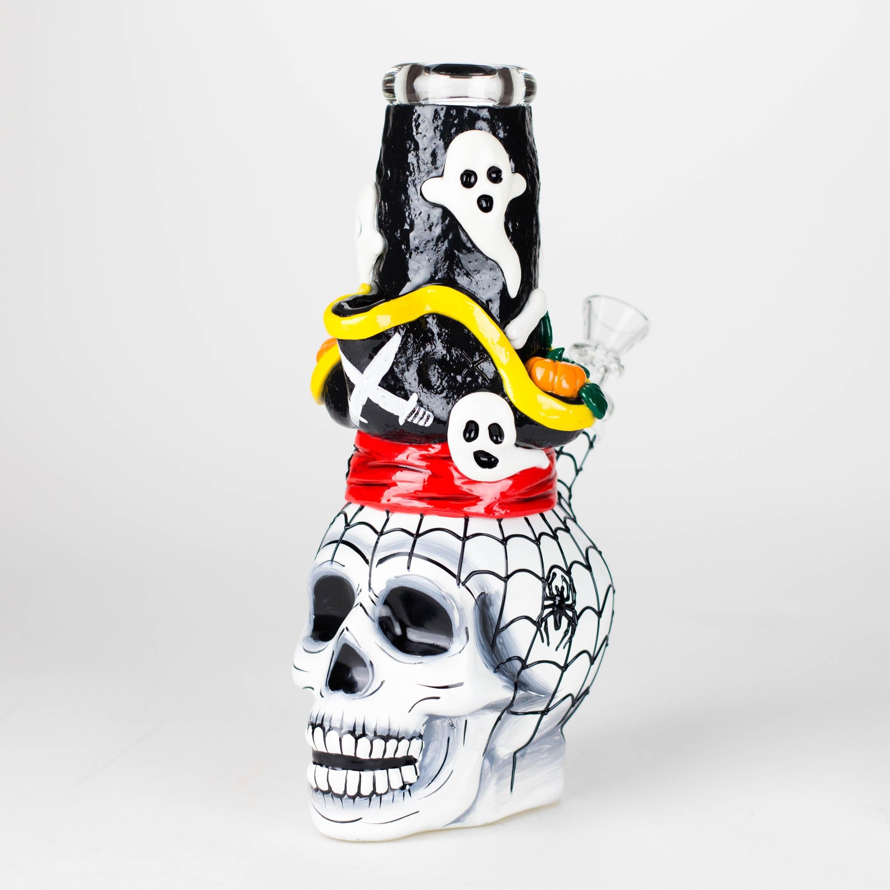 9" Pirate-Themed Sugar Skull Glass Bong [SK20] Main image