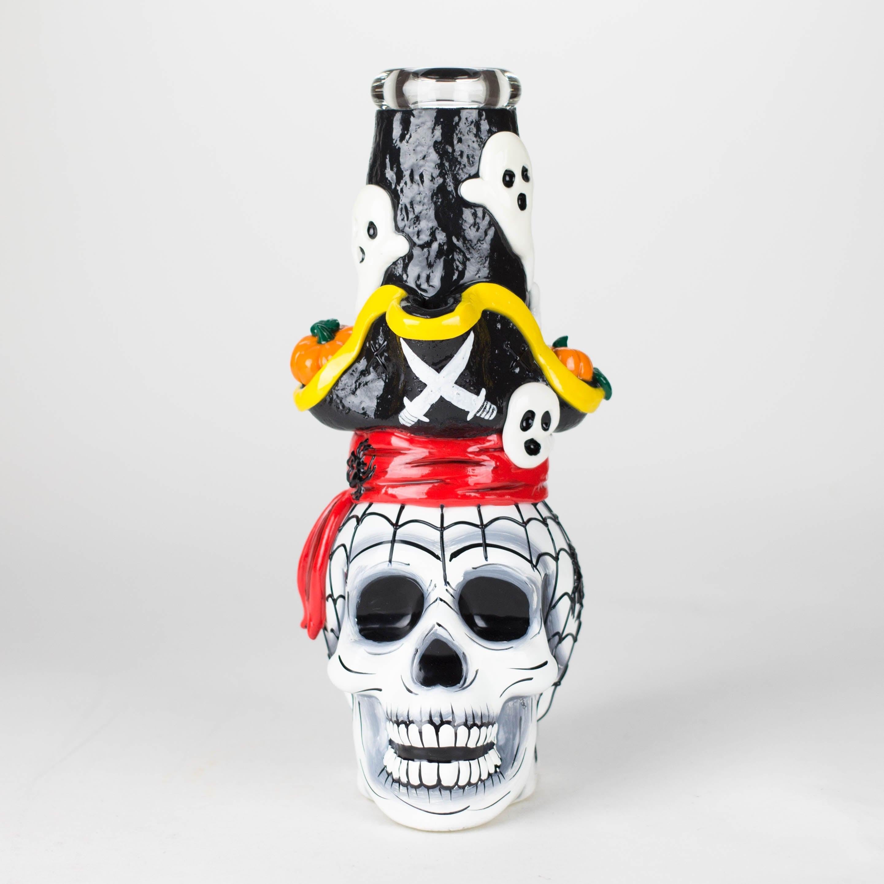 9" Pirate-Themed Sugar Skull Glass Bong [SK20] Secondary image