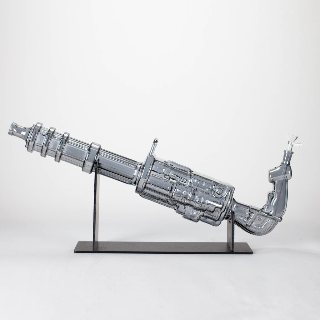 24" Electroplated Machine gun Design Glass Bong with Display Stand [GU002]