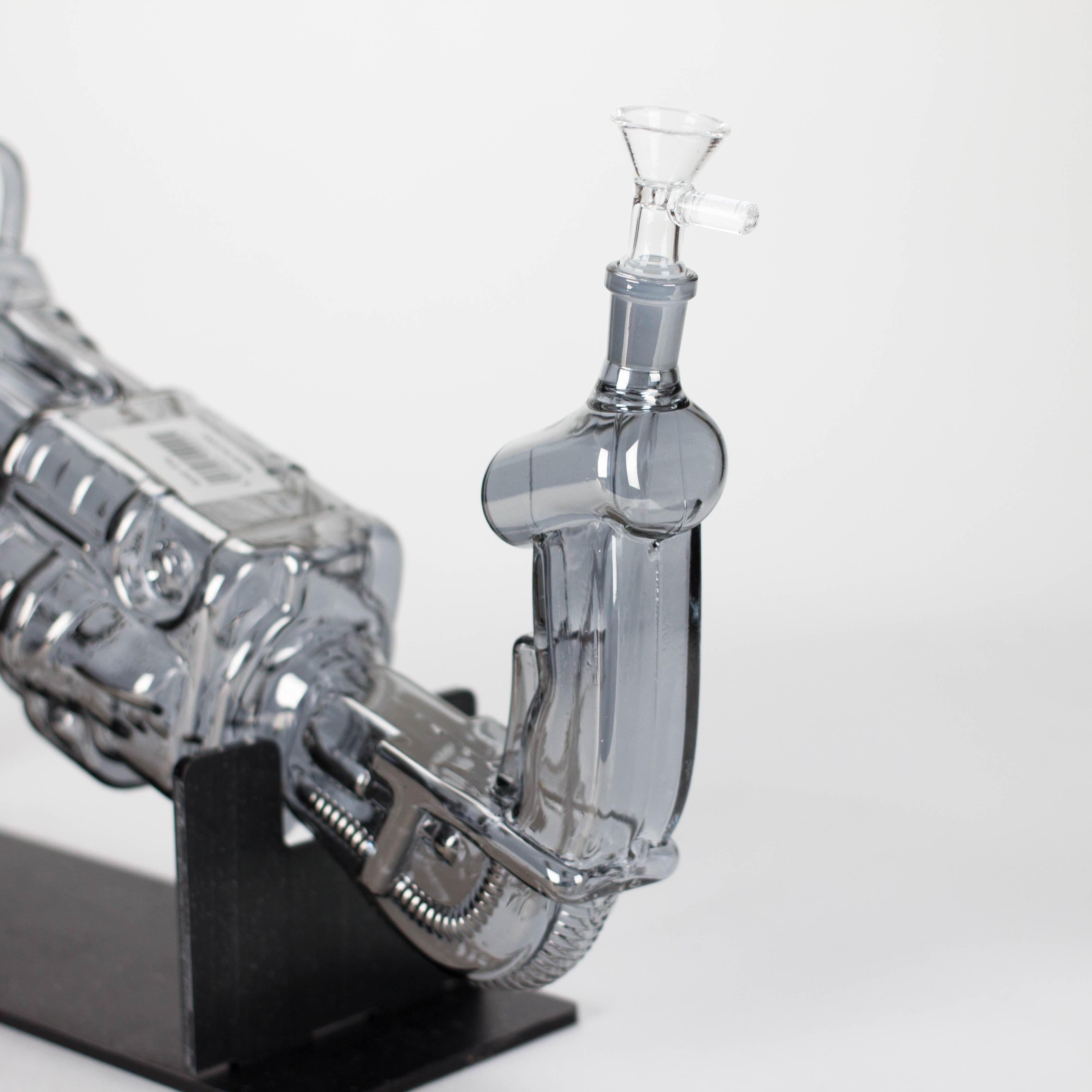 24" Electroplated Machine gun Design Glass Bong with Display Stand [GU002]