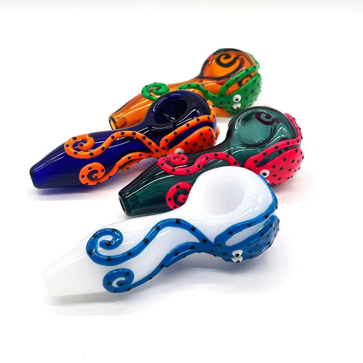 Octopus V2 Glow In The Dark Glass Smoking Spoon Hand Pipe Main image