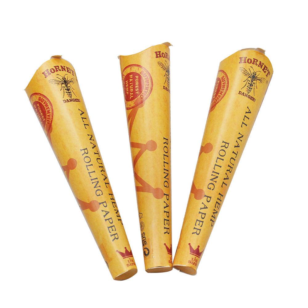 HORNET | 1-1/4 Size Natural Pre-Rolled Paper Cones 6 x 24CT